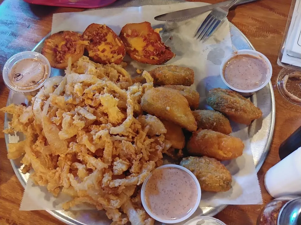 Pick 3 Sampler Fried Tater Skins Jalapeno Poppers Fried Onion Rings